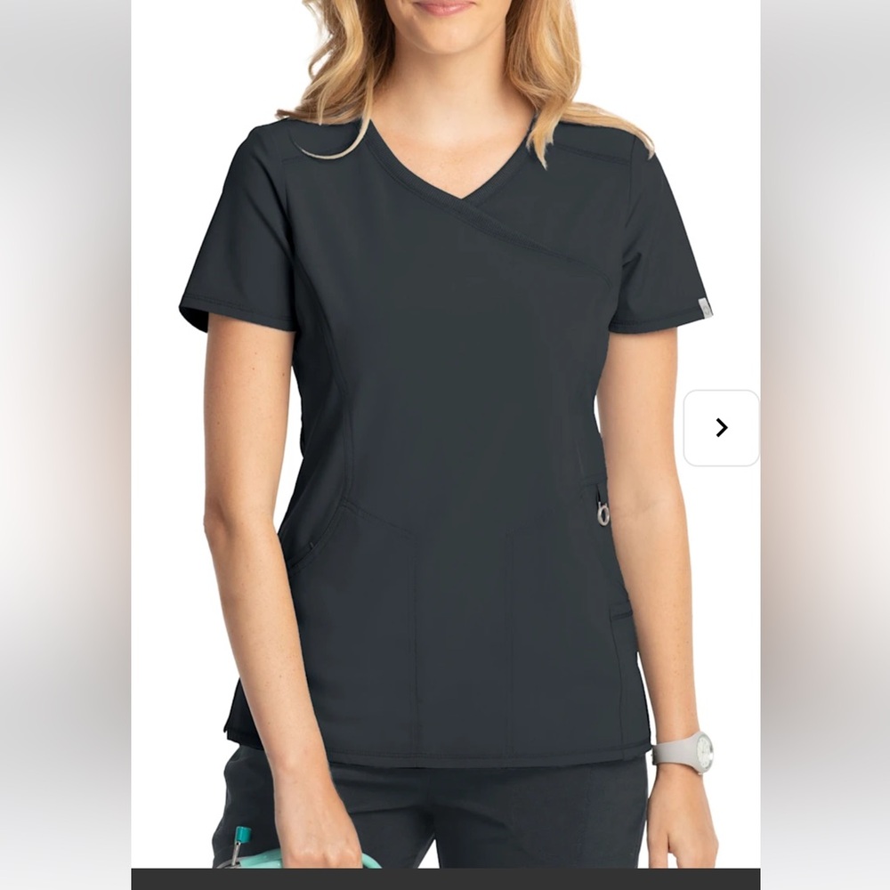 Cherokee Infinity Mock wrap scrub top, pewter gray large